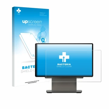 Parte frontale di una confezione del prodotto con il logo del marchio upscreen. Accanto è raffigurato il dispositivo Sunmi D3 