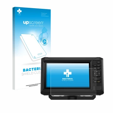 Parte frontale di una confezione del prodotto con il logo del marchio upscreen. Accanto è raffigurato il dispositivo Garmin EC