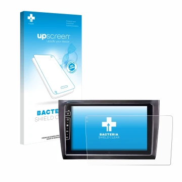 Parte frontale di una confezione del prodotto con il logo del marchio upscreen. Accanto è raffigurato il dispositivo Dynavin D