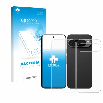 Parte frontale di una confezione del prodotto con il logo del marchio upscreen. Accanto è raffigurato il dispositivo Google Pi