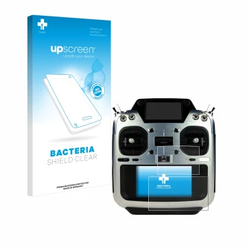 Parte frontale di una confezione del prodotto con il logo del marchio upscreen. Accanto è raffigurato il dispositivo Futaba T2