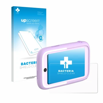 Parte frontale di una confezione del prodotto con il logo del marchio upscreen. Accanto è raffigurato il dispositivo Myfirst C