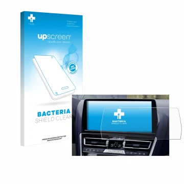 Parte frontale di una confezione del prodotto con il logo del marchio upscreen. Accanto è raffigurato il dispositivo BMW facel