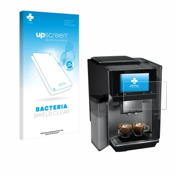 Parte frontale di una confezione del prodotto con il logo del marchio upscreen. Accanto è raffigurato il dispositivo Siemens E