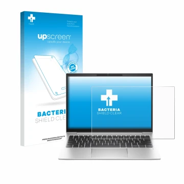 Parte frontale di una confezione del prodotto con il logo del marchio upscreen. Accanto è raffigurato il dispositivo HP EliteB