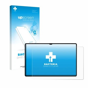 Parte frontale di una confezione del prodotto con il logo del marchio upscreen. Accanto è raffigurato il dispositivo Samsung G