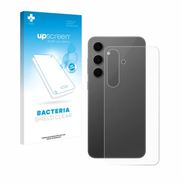 Parte frontale di una confezione del prodotto con il logo del marchio upscreen. Accanto è raffigurato il dispositivo Samsung G