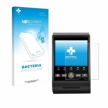 Parte frontale di una confezione del prodotto con il logo del marchio upscreen. Accanto è raffigurato il dispositivo VIOFO A22