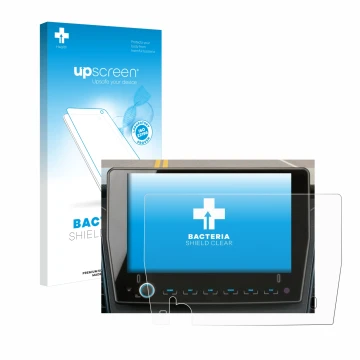 Parte frontale di una confezione del prodotto con il logo del marchio upscreen. Accanto è raffigurato il dispositivo Xzent F-2