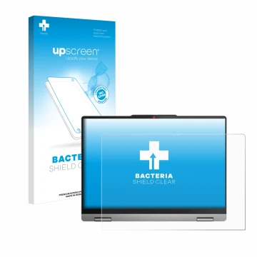 Parte frontale di una confezione del prodotto con il logo del marchio upscreen. Accanto è raffigurato il dispositivo Lenovo Id