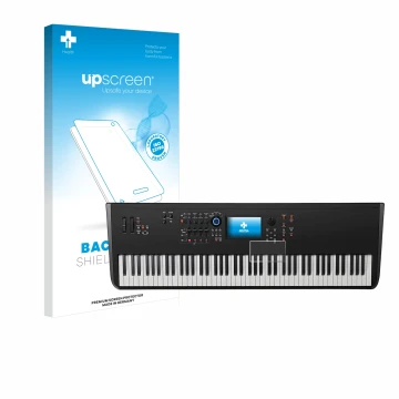 Parte frontale di una confezione del prodotto con il logo del marchio upscreen. Accanto è raffigurato il dispositivo Yamaha MO