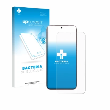 Parte frontale di una confezione del prodotto con il logo del marchio upscreen. Accanto è raffigurato il dispositivo Vivo X200