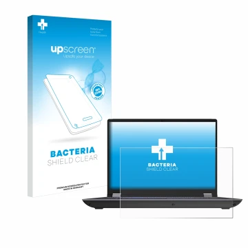 Parte frontale di una confezione del prodotto con il logo del marchio upscreen. Accanto è raffigurato il dispositivo Lenovo Th