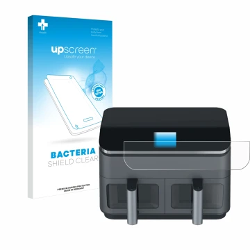 Parte frontale di una confezione del prodotto con il logo del marchio upscreen. Accanto è raffigurato il dispositivo Cosori CA