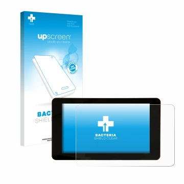 Parte frontale di una confezione del prodotto con il logo del marchio upscreen. Accanto è raffigurato il dispositivo Raspberry