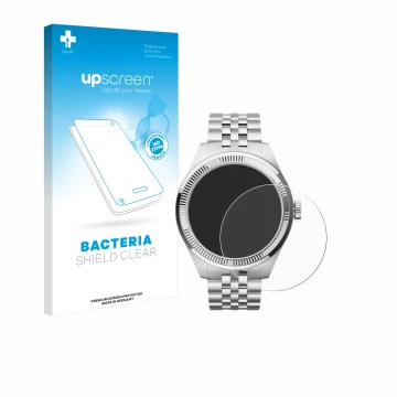 Parte frontale di una confezione del prodotto con il logo del marchio upscreen. Accanto è raffigurato il dispositivo Withings 