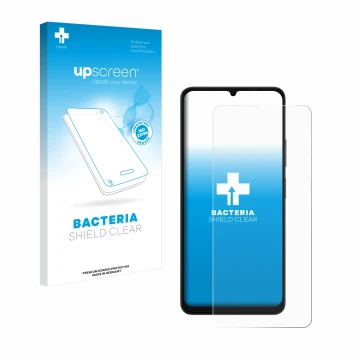 Parte frontale di una confezione del prodotto con il logo del marchio upscreen. Accanto è raffigurato il dispositivo Ulefone N