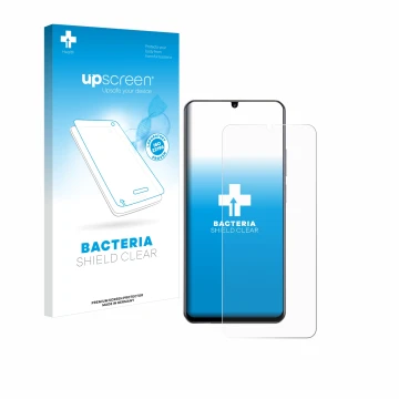 Parte frontale di una confezione del prodotto con il logo del marchio upscreen. Accanto è raffigurato il dispositivo realme No