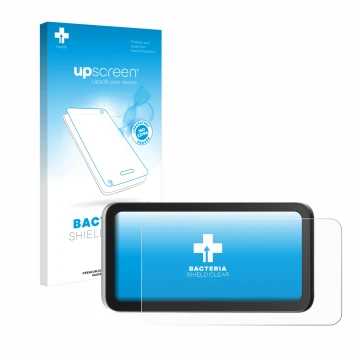 Parte frontale di una confezione del prodotto con il logo del marchio upscreen. Accanto è raffigurato il dispositivo Einstar V