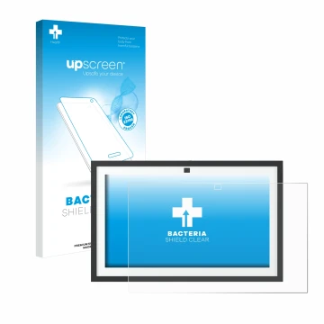 Parte frontale di una confezione del prodotto con il logo del marchio upscreen. Accanto è raffigurato il dispositivo Amazon Ec