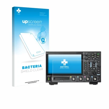 Parte frontale di una confezione del prodotto con il logo del marchio upscreen. Accanto è raffigurato il dispositivo Rigol DHO