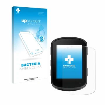 Parte frontale di una confezione del prodotto con il logo del marchio upscreen. Accanto è raffigurato il dispositivo Garmin Ed