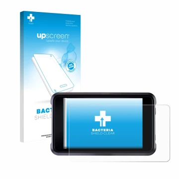 Parte frontale di una confezione del prodotto con il logo del marchio upscreen. Accanto è raffigurato il dispositivo Atomos Sh