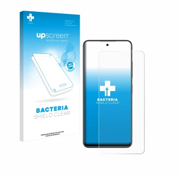 Parte frontale di una confezione del prodotto con il logo del marchio upscreen. Accanto è raffigurato il dispositivo Nubia Foc