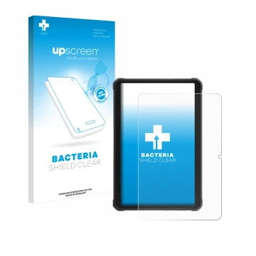 Parte frontale di una confezione del prodotto con il logo del marchio upscreen. Accanto è raffigurato il dispositivo Hotwav R8