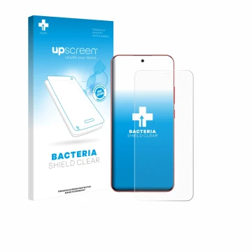 Parte frontale di una confezione del prodotto con il logo del marchio upscreen. Accanto è raffigurato il dispositivo Oppo A5 P