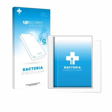 Parte frontale di una confezione del prodotto con il logo del marchio upscreen. Accanto è raffigurato il dispositivo Boox Note