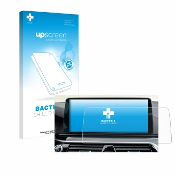 Parte frontale di una confezione del prodotto con il logo del marchio upscreen. Accanto è raffigurato il dispositivo BMW Facel
