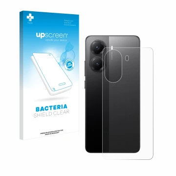Parte frontale di una confezione del prodotto con il logo del marchio upscreen. Accanto è raffigurato il dispositivo Xiaomi Po