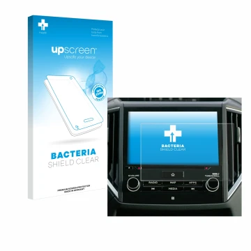 Parte frontale di una confezione del prodotto con il logo del marchio upscreen. Accanto è raffigurato il dispositivo Subaru Fo