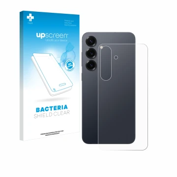 Parte frontale di una confezione del prodotto con il logo del marchio upscreen. Accanto è raffigurato il dispositivo Samsung G