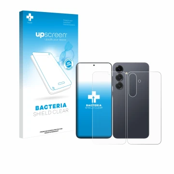 Parte frontale di una confezione del prodotto con il logo del marchio upscreen. Accanto è raffigurato il dispositivo Samsung G
