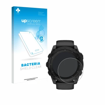 Parte frontale di una confezione del prodotto con il logo del marchio upscreen. Accanto è raffigurato il dispositivo Garmin Ta