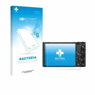 Parte frontale di una confezione del prodotto con il logo del marchio upscreen. Accanto è raffigurato il dispositivo Sony Cybe