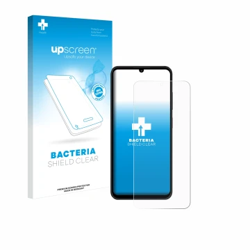 Parte frontale di una confezione del prodotto con il logo del marchio upscreen. Accanto è raffigurato il dispositivo ZTE Blade