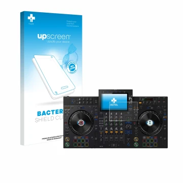 Parte frontale di una confezione del prodotto con il logo del marchio upscreen. Accanto è raffigurato il dispositivo Pioneer X