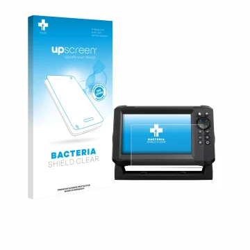 Parte frontale di una confezione del prodotto con il logo del marchio upscreen. Accanto è raffigurato il dispositivo Lowrance 