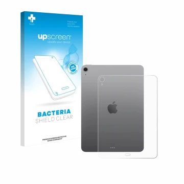 Parte frontale di una confezione del prodotto con il logo del marchio upscreen. Accanto è raffigurato il dispositivo Apple iPa