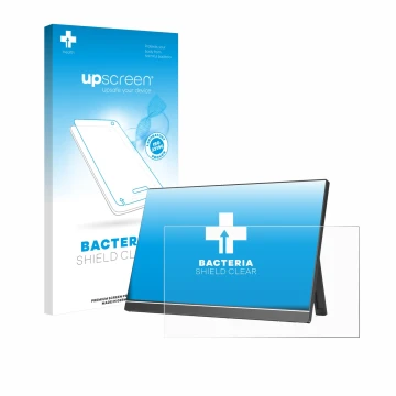 Parte frontale di una confezione del prodotto con il logo del marchio upscreen. Accanto è raffigurato il dispositivo Arzopa Z1