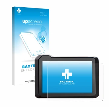 Parte frontale di una confezione del prodotto con il logo del marchio upscreen. Accanto è raffigurato il dispositivo KTM 1390 