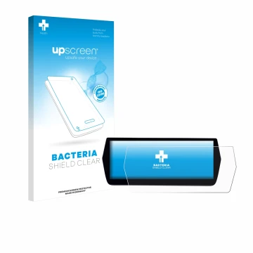 Parte frontale di una confezione del prodotto con il logo del marchio upscreen. Accanto è raffigurato il dispositivo MG ZS Hyb