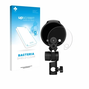 Parte frontale di una confezione del prodotto con il logo del marchio upscreen. Accanto è raffigurato il dispositivo Profoto A