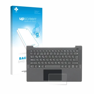 Parte frontale di una confezione del prodotto con il logo del marchio upscreen. Accanto è raffigurato il dispositivo Lenovo Id