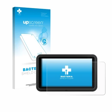 Parte frontale di una confezione del prodotto con il logo del marchio upscreen. Accanto è raffigurato il dispositivo Atomos Sh