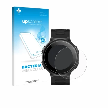 Parte frontale di una confezione del prodotto con il logo del marchio upscreen. Accanto è raffigurato il dispositivo Kiprun GP