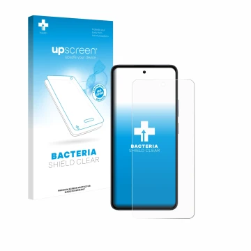Parte frontale di una confezione del prodotto con il logo del marchio upscreen. Accanto è raffigurato il dispositivo realme 14